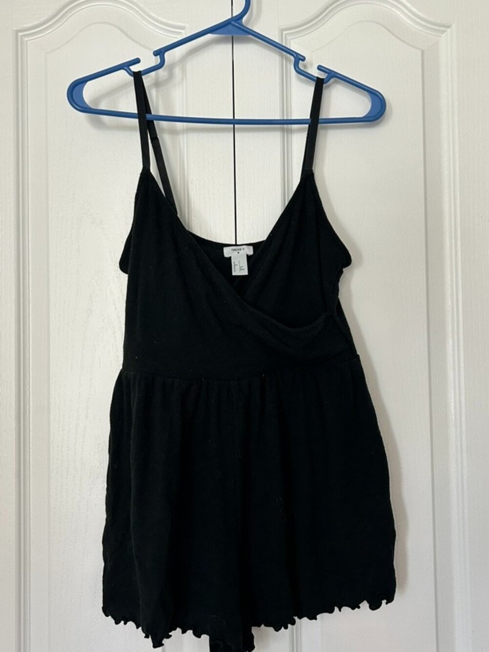 Forever 21 Black Wrap Front Romper | Size Small | Ribbed Cami